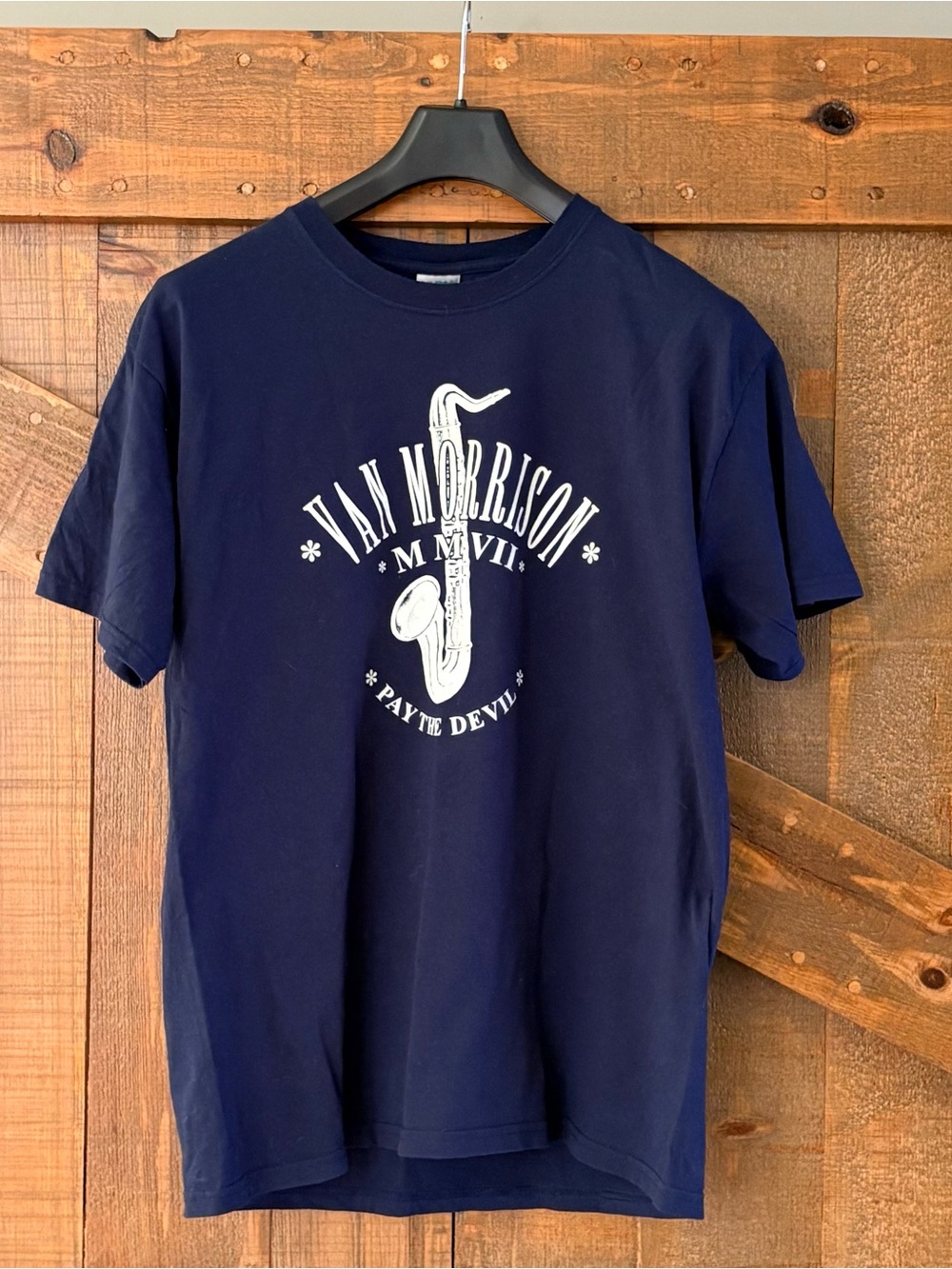 Gildan Navy Van Morrison 'Pay The Devil' Sax Graphic Tee